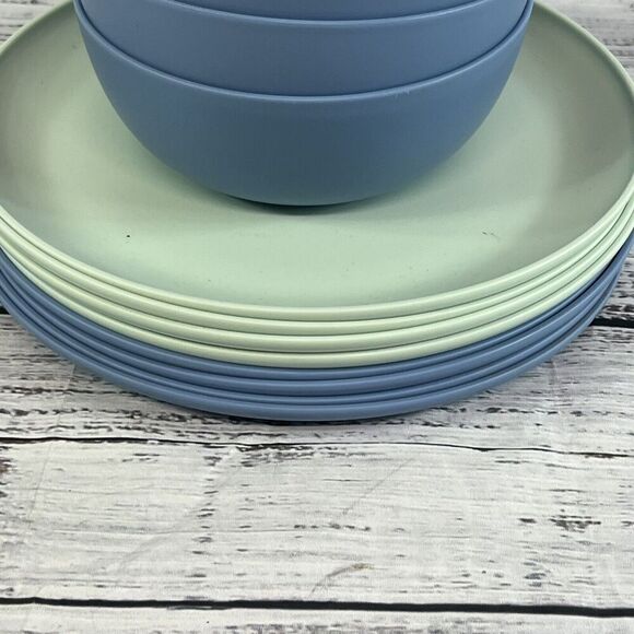 Room Essentials 16 Piece Blue & Gray Cereal Bowl & Plate 8 Sets Kitchen Home - Picture 5 of 11